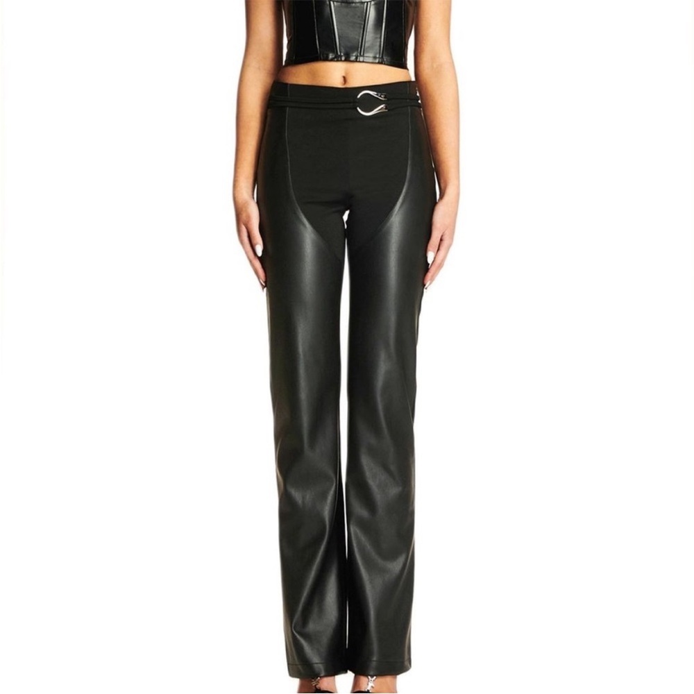 I AM GIA Cece Pants Silver Belt With Leather Panels XXS fits up to medium Black